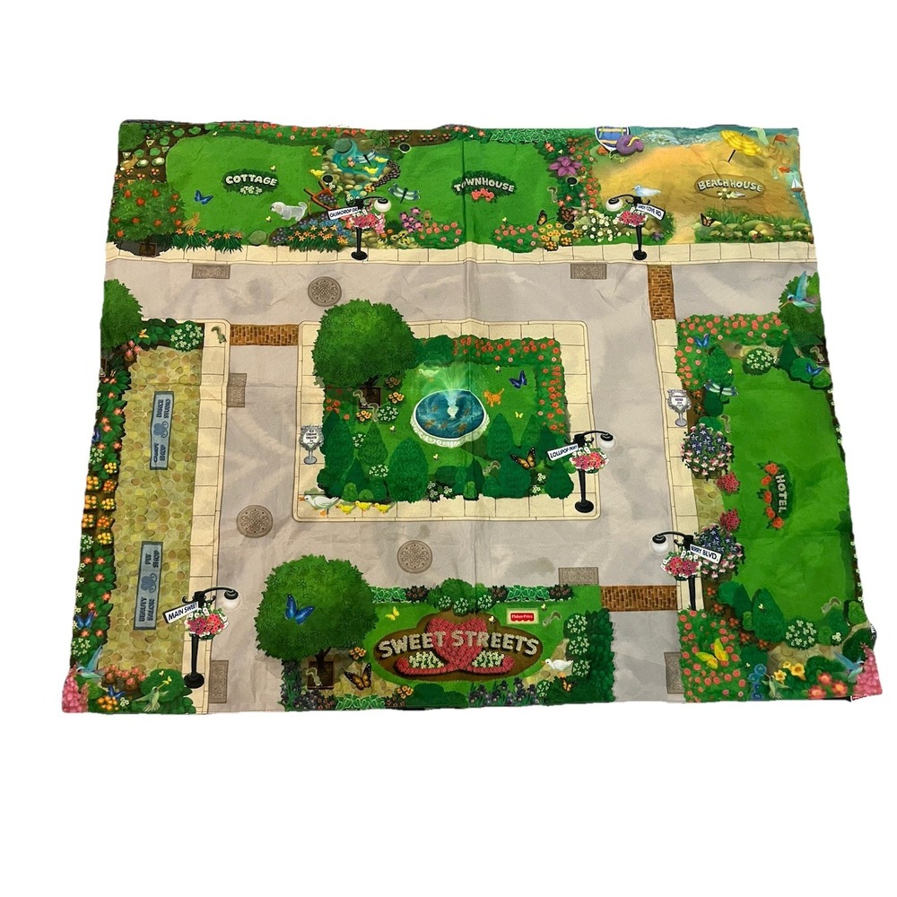 2001 Fisher Price Sweet Streets Loving Family Cloth Main Street Floor Play Mat